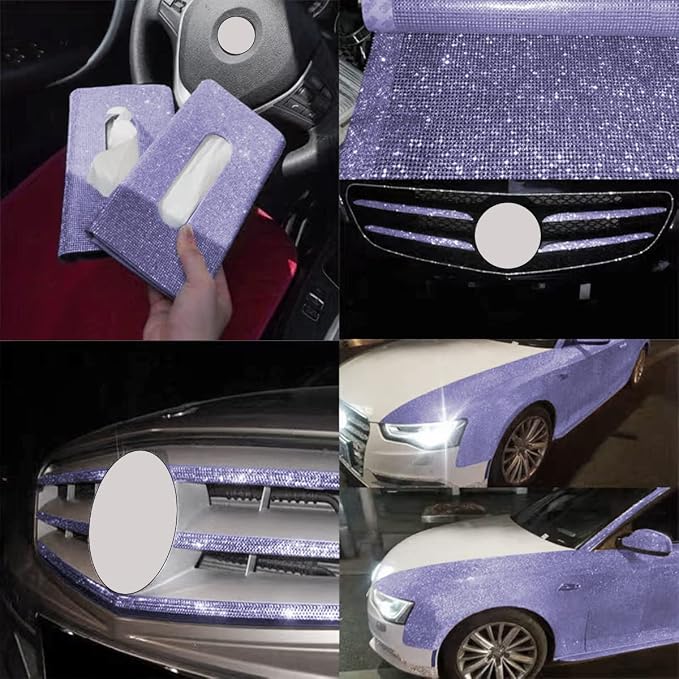 4PCS Bling Car Door Edge Guards Protector, Diamond Auto Side Door Anti-Collision Crash Strip Sticker, Crystals Vehicle Anti-Scratch Bumper Tape, Universal for SUV Truck Pickup (Blue)