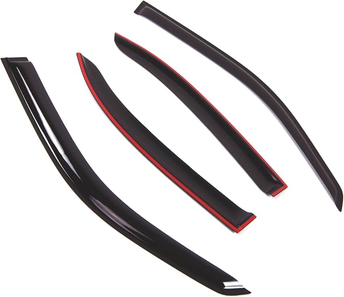 WD2-717 Dark Smoke 4 Pcs Set Window Visor (Outside Mount) Deflector Rain Guard Compatible with 1996-2002 Mercedes-Benz E300 E320 E420 E430