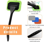 Car Windshield Cleaning Tool, Microfiber Window Cleaner with 4 Washable and Reusable Cloth Pad & Long Handle, Auto Glass Wiper Cleaning Kit with Spray Bottle, Car Accessories
