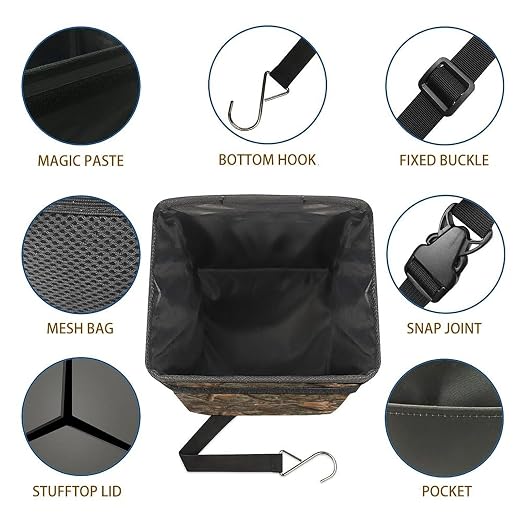 Camouflage Car Trash Can, Waterproof Portable Mini Garbage Bin, Lightweight No-Install Waste Basket for Car Office Home, Cute Multifunctional Car Interior Accessory