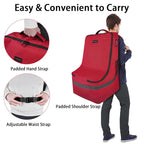 Car Seat Travel Bag, Padded Car Seats Backpack for Air Travel, Heavy Duty Carseat Travel Bag for Airplane, Airport Gate Check Bag (Red)