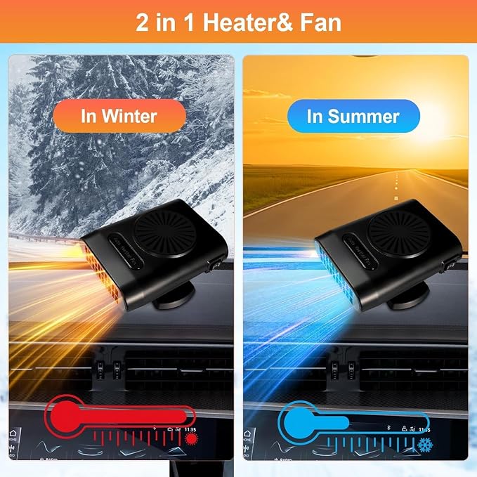 Car Heater,Portable Car Heater,12V Car Heater Defroster,Car Windshield Defogger,Heater for Car Defroster and Defogger,12v Car Heater That Plugs Into Cigarette Lighter (Black)
