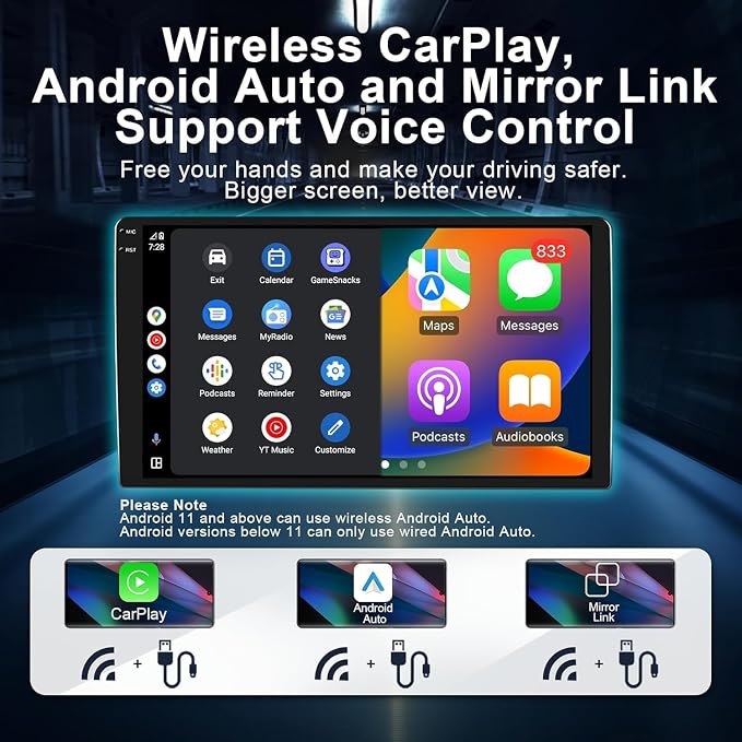 8 Core 4+64G Car Radio Stereo for Nissan Altima 2013-2018 with Wireless CarPlay/Android Auto, 9 Inch HD Touchscreen Android 14 Car Stereo with AM/FM/RDS Backup Camera Bluetooth WiFi GPS SWC