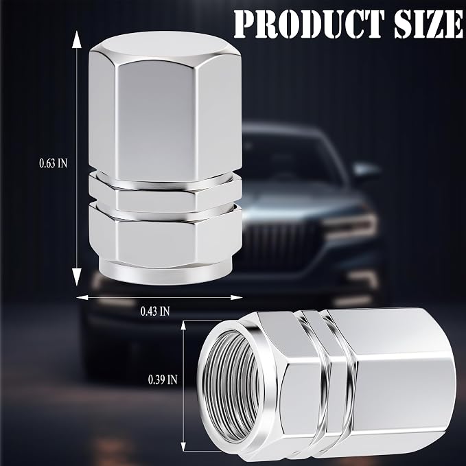 12PCS Tire Valve Stem Caps, with Rubber O-Ring, Corrosion Resistant Leak-Proof, Aluminum Alloy Universal Wheel Valve Covers for Cars, SUV, Trucks, Bikes, Motorcycles, Bicycles(Silver)