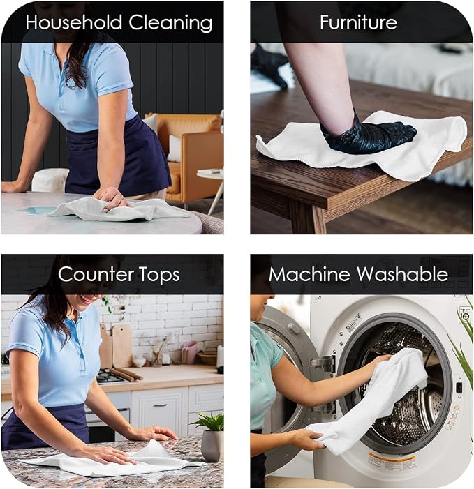 Microfiber Cleaning Cloths (Value Pack of 100) - Size 12 x 12 Inches, Highly Absorbent Cleaning Rags, Lint Free, Reusable and Washable, Microfiber Towels for Cars