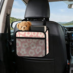 Car Backseat Organizer - Cute Aesthetic Car Storage Bin with Mesh Pocket & Reinforced Base - Universal Fit Hanging Seat Back Accessories for Women (Pink)