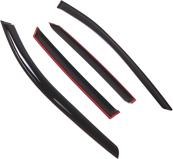 WD2-690 Dark Smoke 4 Pcs Set Window Visor (Outside Mount) Deflector Rain Guard Compatible with 2010-2016 Cadillac SRX