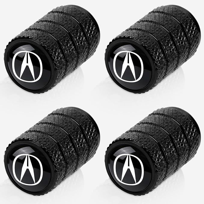 4pcs Tire Valve Stem Caps, Compatible with Acura NSX RDX CDX RLX TLX TLX-L ILX RLX Series Stem Cap Universal Car Air Cover Car Accessories for Cars, SUV, Truck, Motorcycles (Black)