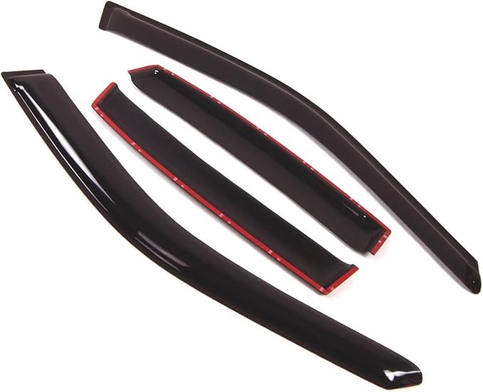 WD2-074 Dark Smoke 4 Pcs Set Window Visor (Outside Mount) Deflector Rain Guard Compatible with 1995-2000 Chevrolet Lumina