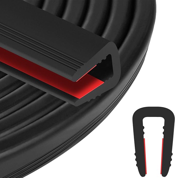 Rubber Edge Trim U Channel, 1/2" Self Adhesive Sheet Metal Edge Guard Protector, EPDM Seal Strip for Car Doors, Steel Plates, Glass, Hatches, Table Corners, Fit 1/2"(13mm), 10Ft, Black