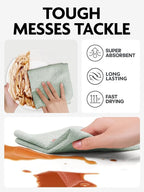 Microfiber Cleaning Cloth Roll- 75 Sheets, 12"x12"(MossGreen) | Super Absorbent, Lint-free, Tear-away Microfiber Towel Roll, for All-Purpose Cleaning, Reusable Alternative to Paper Towels