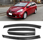 Window Visor for Toyota Prius 2010-2015, Out-Channel Rain Guards Shields Vent Deflector Shade Wind Dark Smoke 2011 2012 2013 2014, Tape-On Outside-Mount, 4PCS