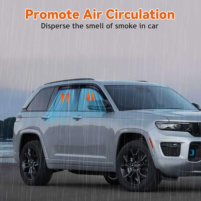 Rain Guards Compatible with 2021-2024 Jeep Grand Cherokee L, Set of 4 Tape-On Side Window Visor Wind Deflector Vent Visors Car Accessories