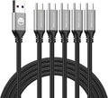 USB to USB C Cable 5 Pack 6FT, A to Type C Fast Charger Cord | 3A braided USB A to C charging cords for iPhone 17 16 15, Samsung Galaxy, LG; 5 pack for home, office, car and travel(Silver)