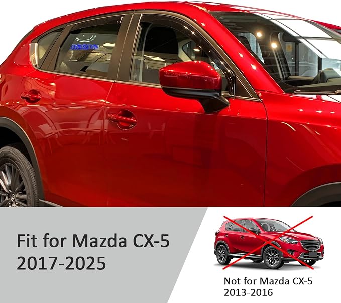 Voron Glass in-Channel Extra Durable Rain Guards for Mazda CX-5 2017-2025, Window Deflectors, Vent Window Visors, 4 Pieces - 200935