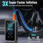 Tire Inflator Portable Air Compressor, 150 PSI Cordless Air Pump for Car Tires, Bike Pump with Tire Pressure Gauge, LED Light, Digital Touch Screen for Car, Motorcycle, Bicycle, Balls