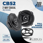 ORION Cobalt Series CB52 5.25” 2-Way Coaxial Car Speakers, 200W, 4 Ohms, Full Range, Enhanced Bass, Polypropylene Cone & Butyl Rubber Surround, Easy Install, Grills Included (Pair)