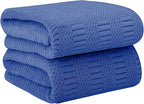 Microfiber Bath Towels, Large Bathroom Towel 2 Pack (30" x 60"), Oversized, Soft, Super Absorbent and Fast Drying, Multipurpose Use for Sport, Fitness, Yoga, Diamond Cross Grid Navy