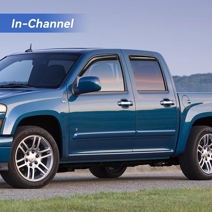 in-Channel Window Visors Rain Guards Shield for 2004-2012 Chevy Colorado/GMC Canyon Crew Cab, Window Vent Wind Deflectors Visors Shades for 04-12 Colorado/Canyon