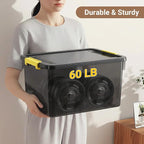 80Qt Stackable Storage Bins with Lids & Trays, Clear Plastic Latching Boxes Organizers with Dividers Portable Containers for Arts & Crafts, Home & Car Trunk Organization,Clear Grey,4Pack