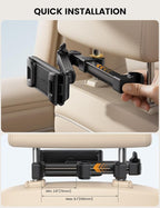 Car Headrest Tablet Holder - [Foldable Clip] [Lockable] Tablet Mount for Car Backseat, Car Accessories for Kids, for iPad Pro, Air, Mini, Galaxy Tab, Fire HD, 5.4-13" Tablets