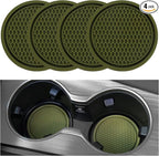 Car Cup Coaster, 4PCS Universal Non-Slip Cup Holders Embedded in Ornaments Coaster, Car Interior Accessories, Olive Green