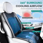 Cooling Car Seat Cover Front Seat, 12V-24V Ventilated Seat Cushion, Cooling Car Seat Cushion with 2 Powerful Turbo Fans 3-Speed Adjustable for Summer Driving, Universal Fit for Car SUV Truck