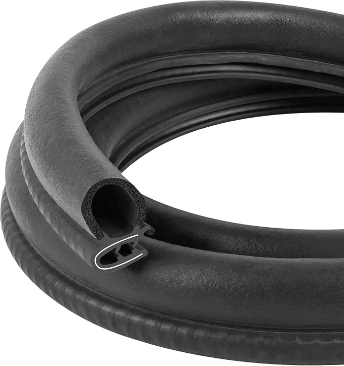 Automotive Door Weather Stripping 10Ft Car Door Rubber Edge Trim Seal Strip Gasket with Side Bulb for Car Bus Camper Boat RV Truck Doors
