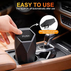 Car Trash Can with Lid, Diamond Design Small Automatic Portable Trash Can with 1 Trash Bag, Easy to Clean, Used in Car Home Office (Black)