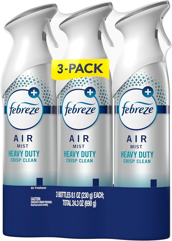 Air Mist, Air Freshener Spray, Odor Fighting Room Spray, Deodorizer for Home Bathroom Kitchen Office Apartment Dorm Room Classroom, Heavy Duty Crisp Clean Scent, 8.1oz (Pack of 3)