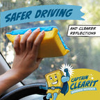 Captain Clearit Window Cleaner Sponge for Windshields, 2 Pack | Car window cleaner tool, non-scratch sponge for fog, steam, condensation, mirrors, glass, boats and bathroom surfaces