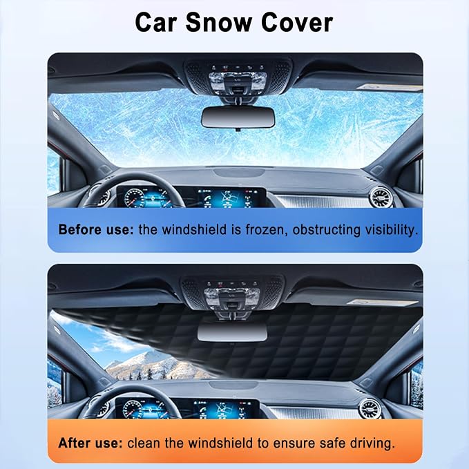 Car Windshield Cover for Ice and Snow for Toyota Tundra 1999–2025 2020 2021 2022 2023 2024 2026, Automotive Large Windshield Snow Covers with Side Window and Rearview Mirror Protector