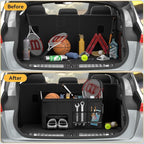 Car Trunk Organizer for SUV 50L Car Caddy Golf Trunk Organizer with Lid Collapsible Truck Storage Bin Large Compartment Car Grocery Organizer with 4 Pockets Handle Shoe Organizer Cargo Van Jeep Sedan