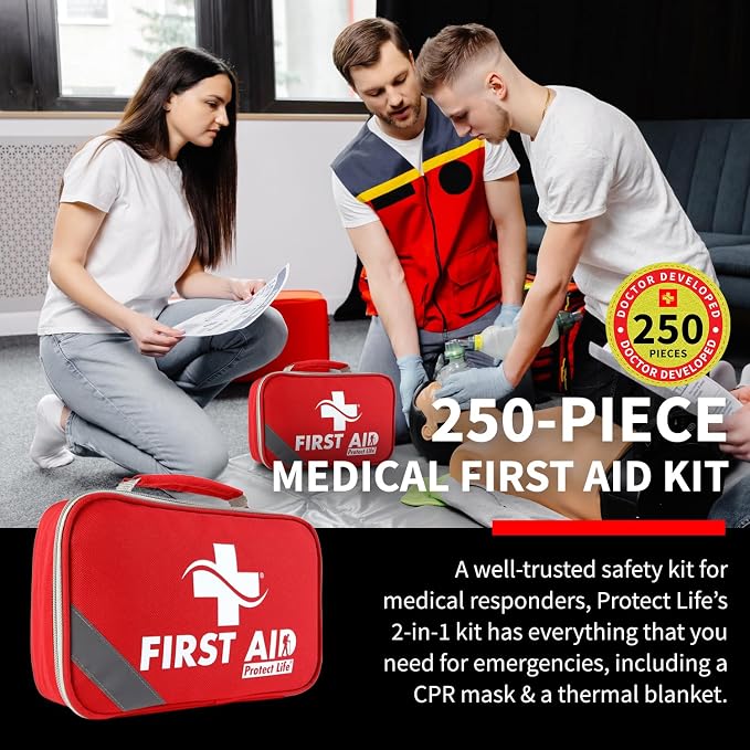 Survival First Aid Kit for Home/Business, Camping Survival Kits | Mini Travel First Aid Kit | Camping Equipment | Small Kits for Car | Outdoor Emergency Survivals Pack - 250pcs