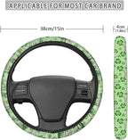 Universal Steering Wheel Cover Sweat Absorption Car Steering Wheel Cover Polyester Cover with Anti-Slip Lining for Van Truck Car SUV, St.Patrick's Day Shamrock Rainbow Pattern