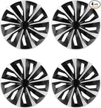 Hubcaps, 15 inch hubcaps Set of 4, Wheel Rim Cover ABS Material, Snap On Car Truck SUV Replacement, for Toyota Camry Nissan Mazda etc, Black & Silver