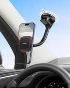 Upgraded for MagSafe Car Mount, Magnetic Car Phone Holder with Flexibile Gooseneck Arm, Suction Cup Holder for Windshield Window Dashboard, Fit for iPhones Smartphones