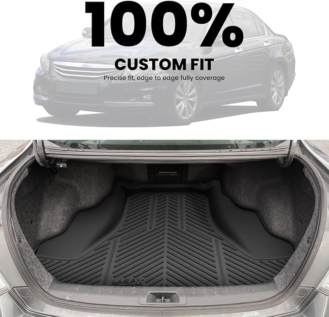 Cargo Mat for Honda Accord 2008-2012, All Weather TPE Custom Fit Pet Friendly Easy Clean Trunk Mat Cargo Liner Accessories, Black