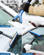 47.7″ Extendable Snow Brush and Ice Scraper, 270° Pivoting Snow Scraper Brush for Car Windshield, Telescoping Ice Scraper, Foam Grip, Heavy Duty Snow Remover for Cars, Trucks, SUV (Blue)