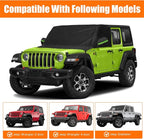 Windshield & Front Side Window Snow Cover Replace for Jeep Wrangler/Jeep Gladiator, 600D Oxford Cloth Windshield Cover with Mirror Cover for Snow Rain Hail Protection (Wrangler)