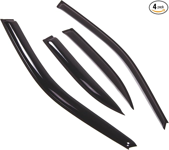 Outside Mount Window Vent Visors Rain Guards Compatible with Nissan Sentra 1995-1999 | Side Window Wind Deflectors Rain Shields | Black Tinted, 4 Pcs Set, BGWV-484