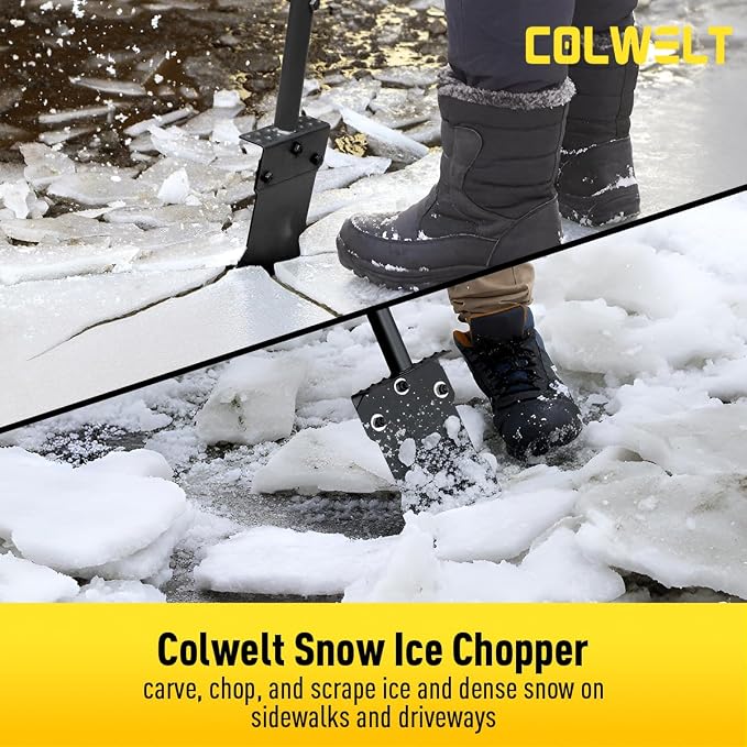 Metal Snow Shovel 58’’, Heavy Duty Ice Scraper for Driveway, Snow Ice Chopper Shoveling Tool with Thickened Blade, Ice Shovel for Sidewalk Ice Removal, Flat Shovel Floor Cleaning Scraper