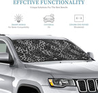 Windshield Sun Shade Cheetah Print Leopard Black Car Front Window Sunshade Cover for Truck SUV Blocks UV Rays Automotive Visor Interior Protector 51 x 27.5 inch