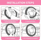 Car Steering Wheel Cover Full Surround - Soft Breathable Anti-Slip Heavyweight Safety Cover, Thick Cushioned Sports Style Universal Fit for Auto Truck SUV (Black/Pink)