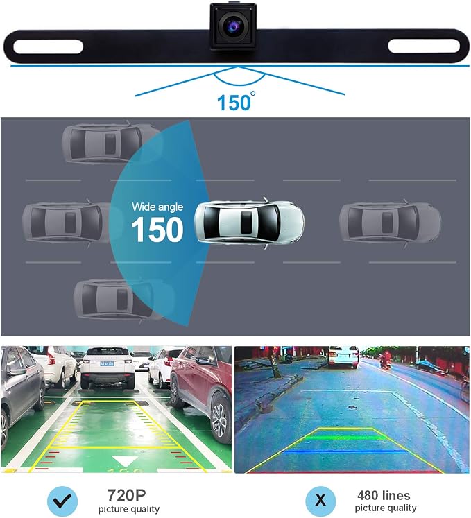 AC-HD02LR 720P Rearview Camera with Live Rearview, HD Picture Quality, Night Vision/Waterproof, Compatible with X10/V10/S8/A6/A5/F7 Series. Not Compatible with P5/P8/P9/P10
