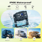 7" 2-Channel Truck Backup Camera Monitor kit No Lag Waterproof Induction Night Vision Reverse Camera + IPS Screen Rear View Monitor Vehicle Parking System for RV Bus Trailer Truck (49ft Video Cable)
