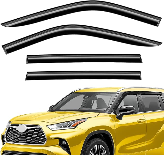 Extra Durable Window Deflectors Tape-On Window Visors Rain Guards Fit for Toyota Highlander 2020-2026, Sun Visors, Wind Vent for Shades, Exterior Car Accessories - 4pcs. AG0740