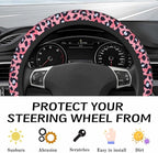 Steering Wheel Cover Accessories Neoprene Cover, Breathable Non-Slip Easy to Install Suitable for Women Men, 14.5-15.5 Inch for Car SUV Van Truck Universal - Pink Small Panther