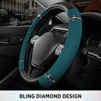 Road Comfort Leather Steering Wheel Cover – Premium Anti-Slip Car Steering Wheel Grip Cover – Universal Fit for 14.5”–15” Cars, Trucks & SUVs -Dark Blue