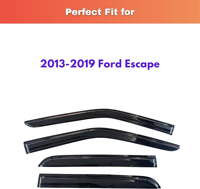 KPY Rain Guards Fit for 2013-2019 Ford Escape, Out-Channel Window Visors Vent Wind Deflectors 4PC, Car Accessories for 13-19 Escape